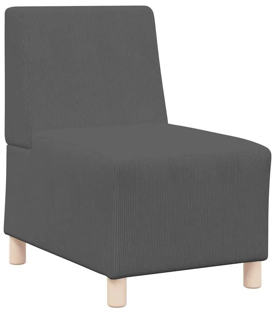 Poltrona sem braços 55 cm tecido corduroy cinzento-escuro