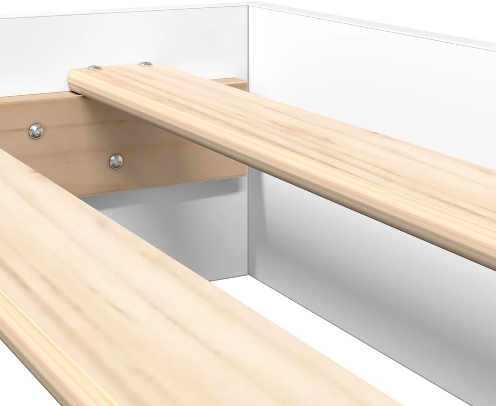 Cama com Estante Branca 200x200 cm em Madeira Engenharia