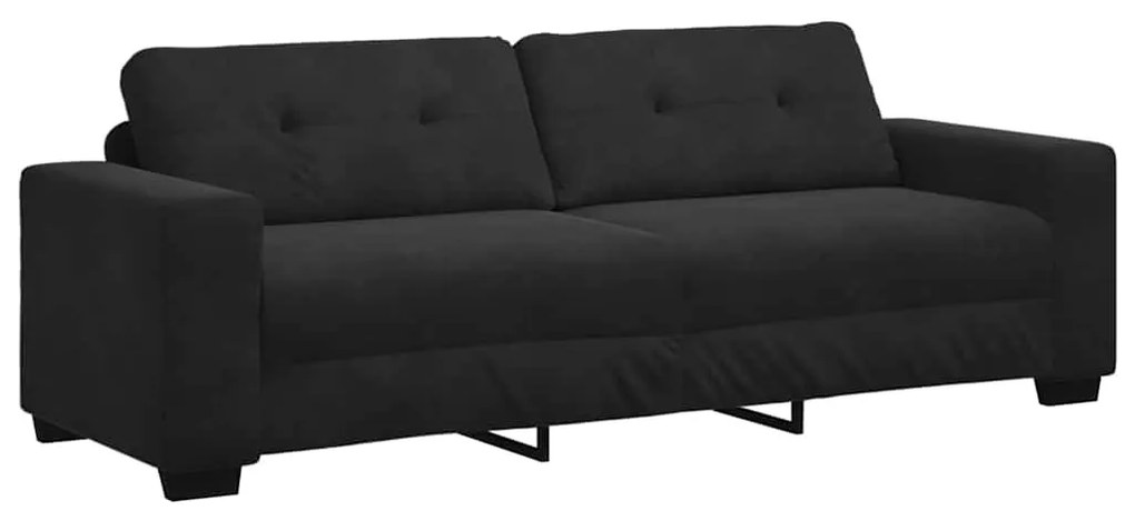 Conjunto de Sofá de 3 Peças com Almofadas em Veludo Preto