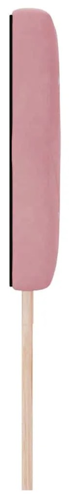 Cabeceira Estofada Rosa em Veludo com Botão de Cristal, 180 cm