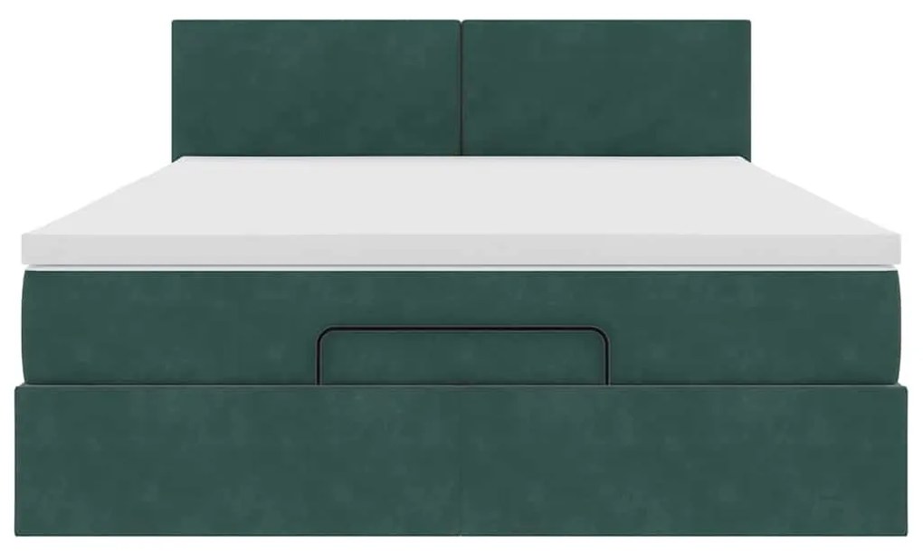 Estrutura de cama otomana com colchão 140x200 cm verde escuro