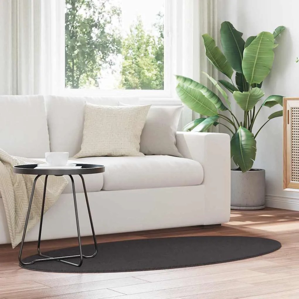 vidaXL Tapetes de área Oval HUARTE Antracite 150 x 80 cm
