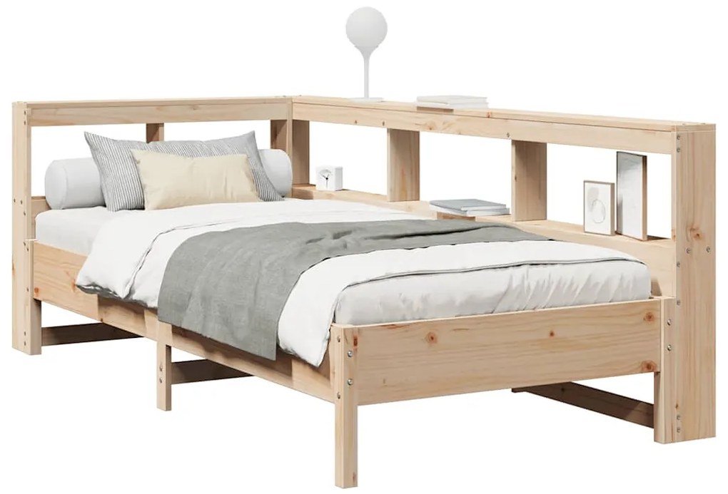Cama com estante sem colchão 75x190 cm pinho maciço