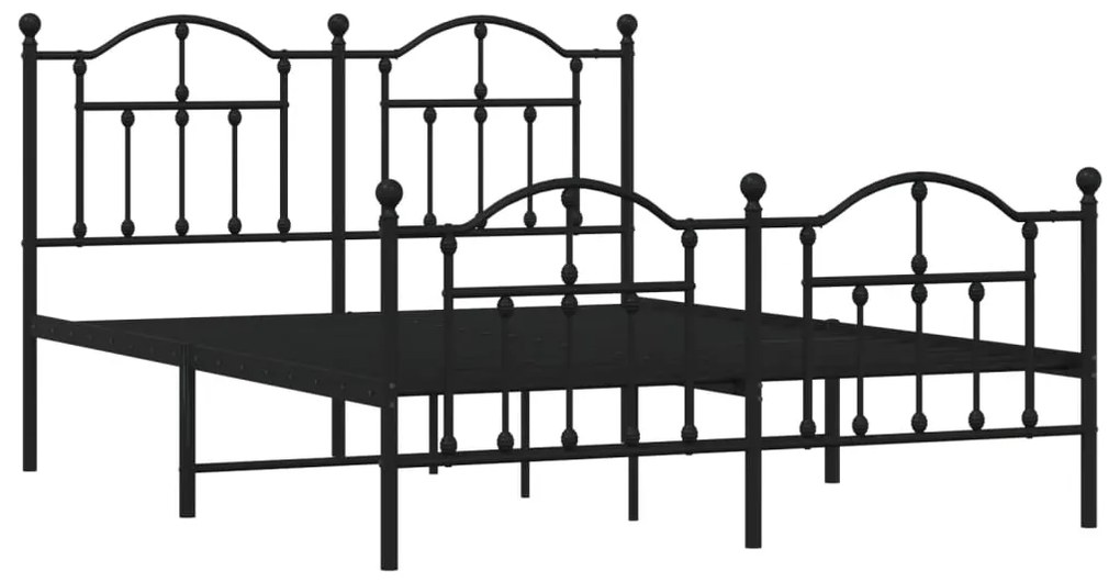 Estrutura de cama com cabeceira e pés 150x200 cm metal preto