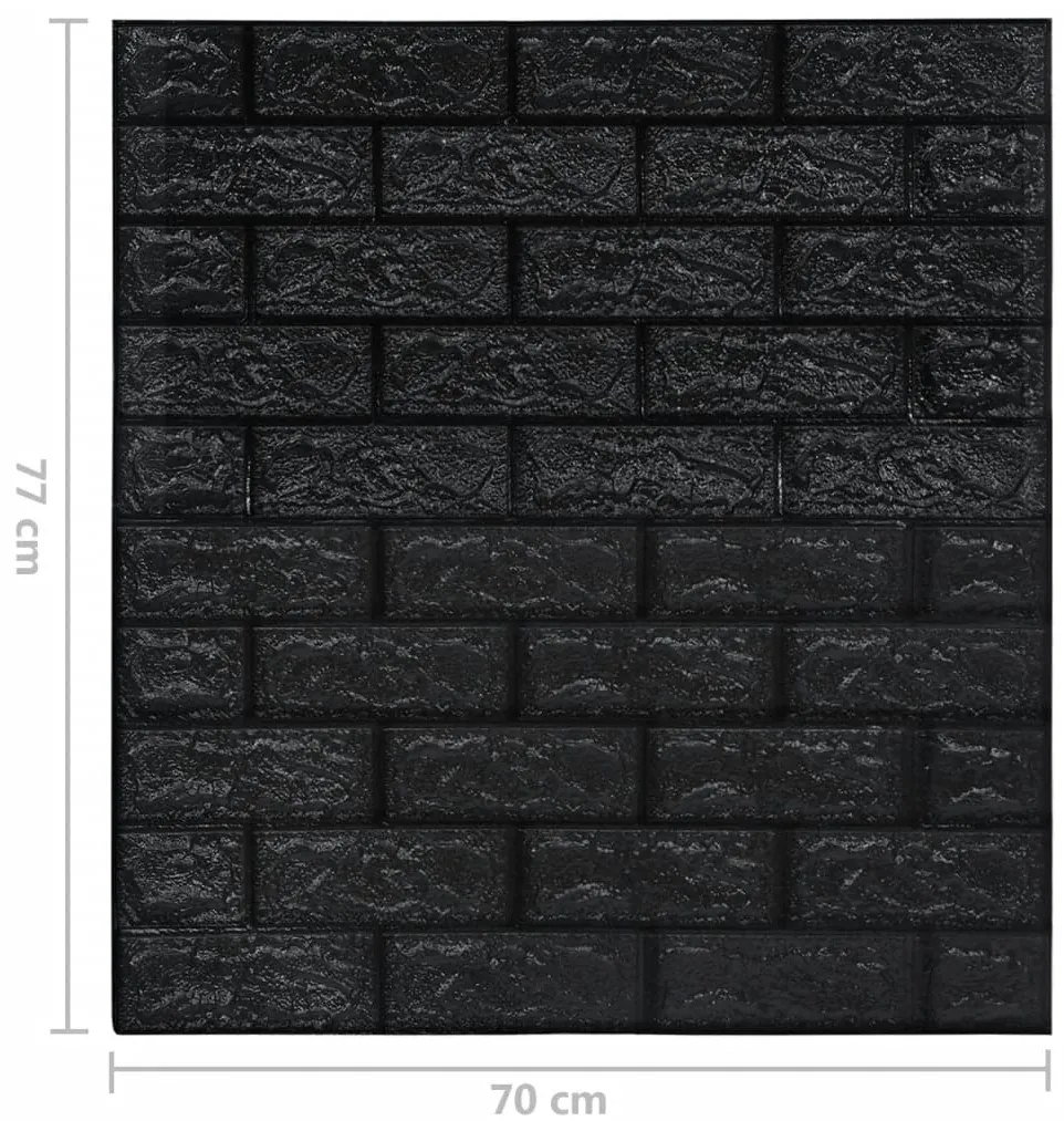 Papel de parede 3D autoadesivo tijolos 20 pcs preto