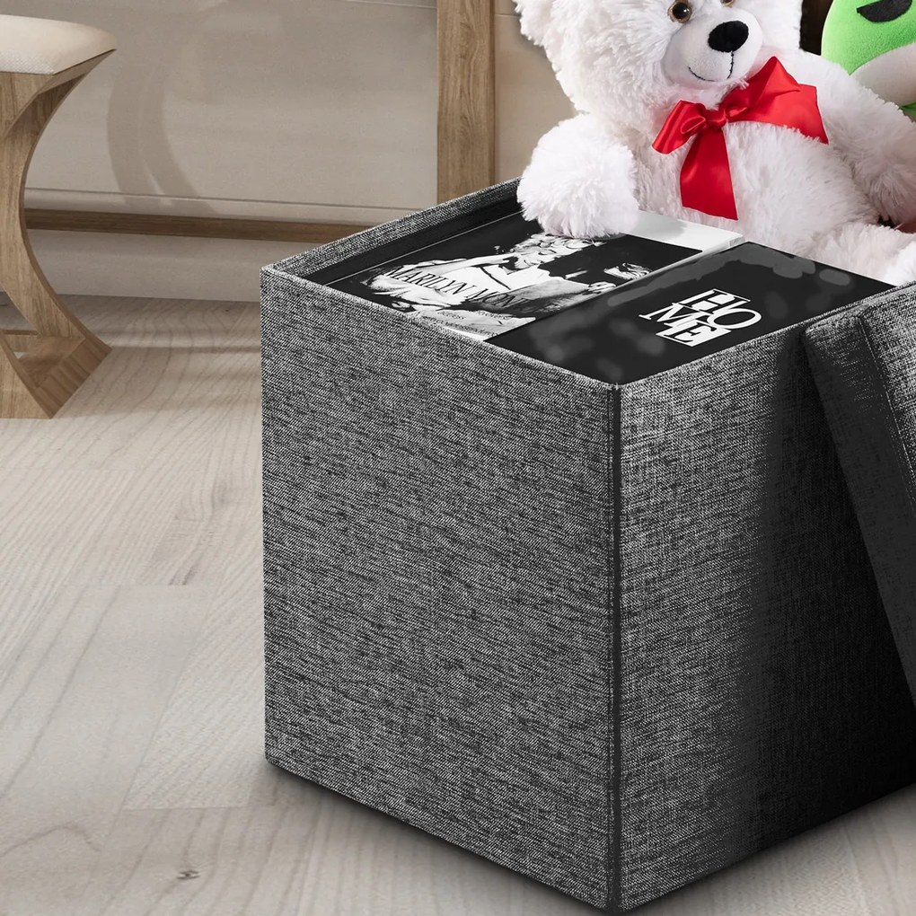 Banco com espaço de armazenamento 115x38x38cm dobrável cinza escuro