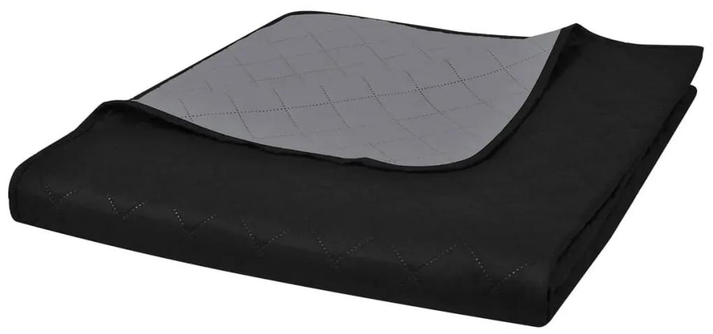 130885 vidaXL 130885 Double-sided Quilted Bedspread Black/Grey 230 x 260 cm