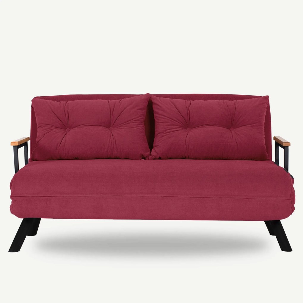 Sofá-Cama de 2 Lugares Sando – Cor de Vinho – Medidas: 50x133x41 cm