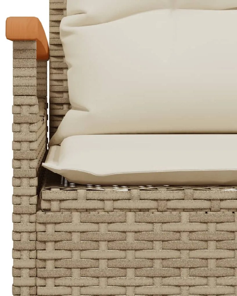 3 pcs conjunto de sofás p/ jardim com almofadões vime PE bege