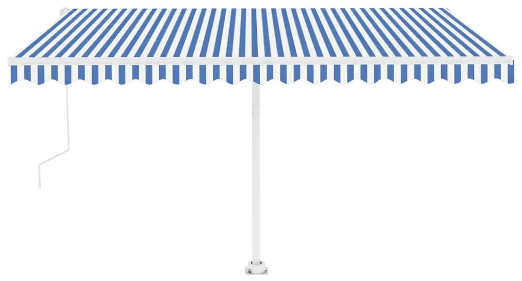 Toldo autom. LED e sensor de vento 400x300 cm azul e branco