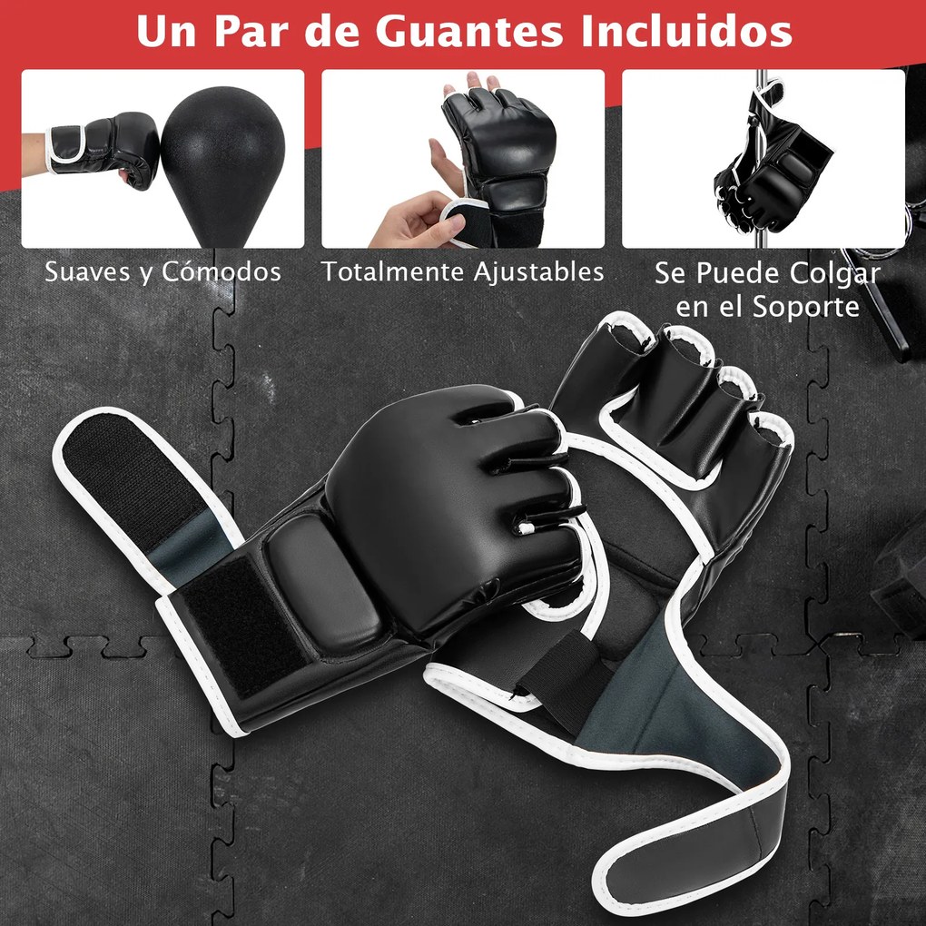 Saco de boxe de pé com base, bola de velocidade, altura ajustável em 4 níveis, ventosas e luvas para adultos e adolescentes, preto