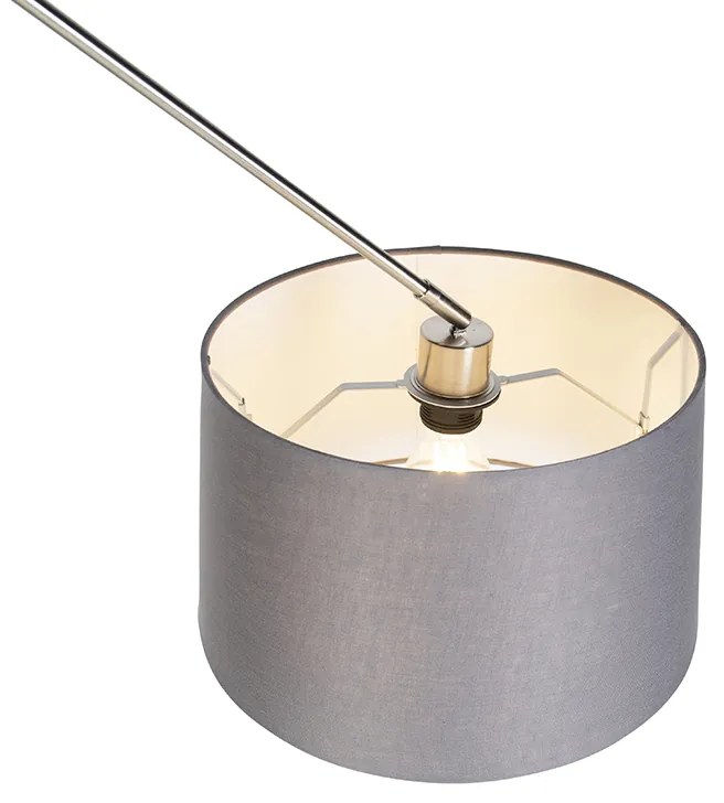 Candeeiro de suspensão em aço com abajur de linho cinzento escuro 35 cm - Blitz