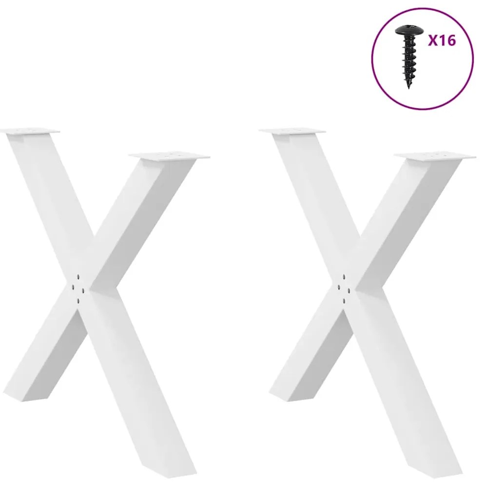 Pés para mesa de jantar em formato de X, 2 peças, branco, 90x (72-73)
