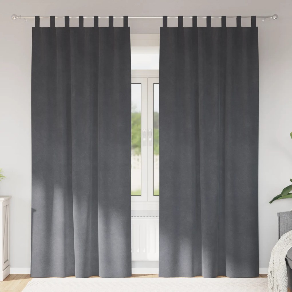 Cortinas Blackout vidaXL com Laços de Pendurar 2 pcs Veludo Cinza Claro