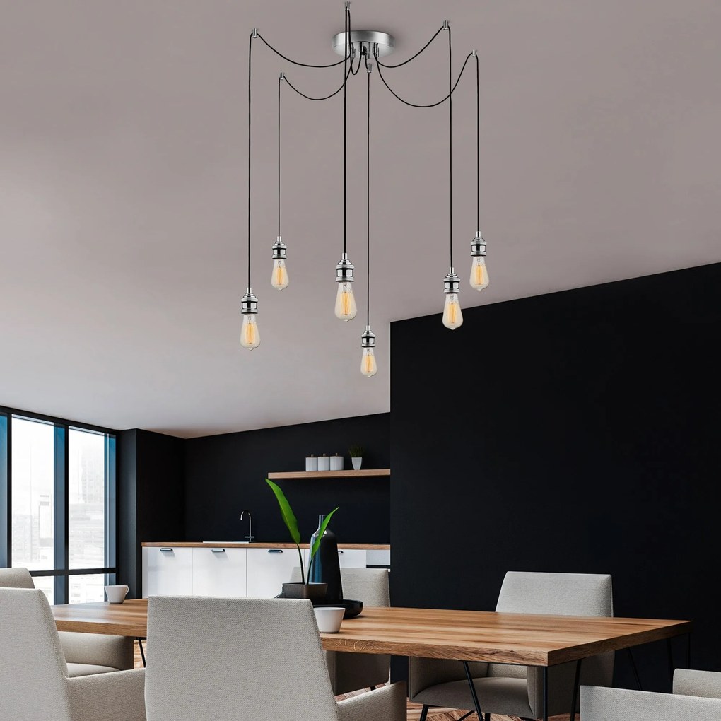 Candeeiro Chandelier Kabluni – Cromado – 126 cm diâmetro, 102 cm altur