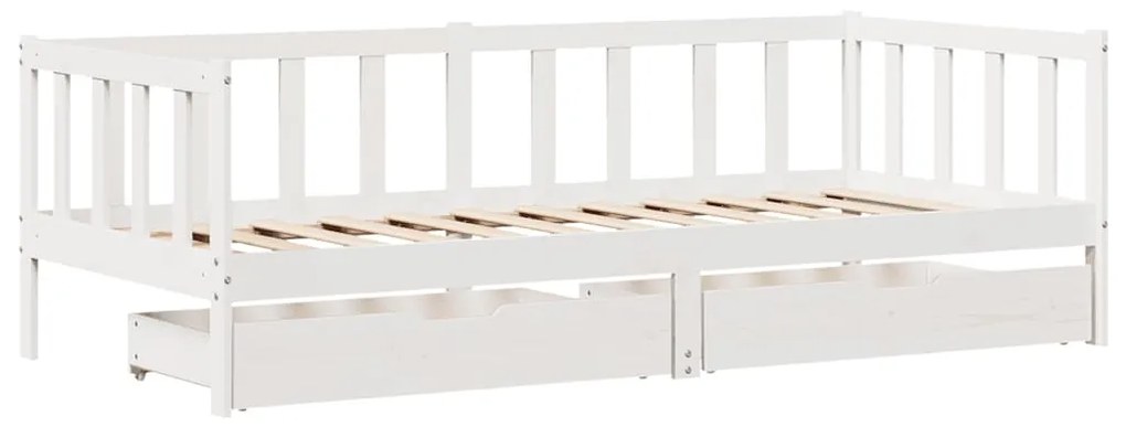 Sofá-cama c/ gavetas 90x200cm madeira de pinho maciça branco