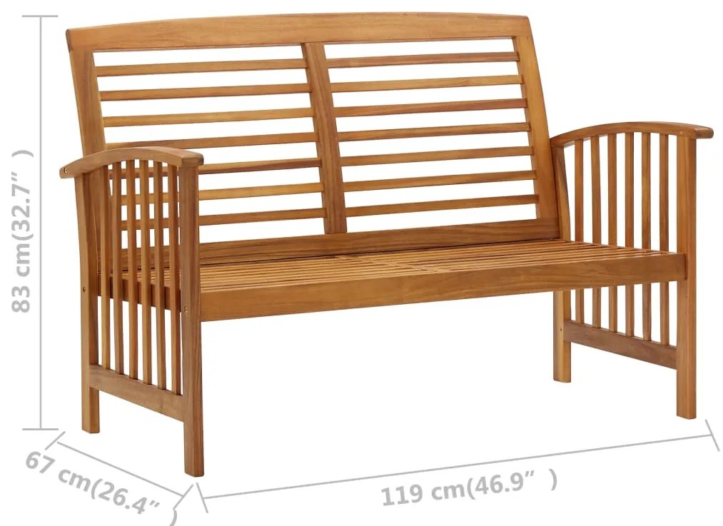 2 pcs conjunto lounge de jardim madeira de acácia maciça