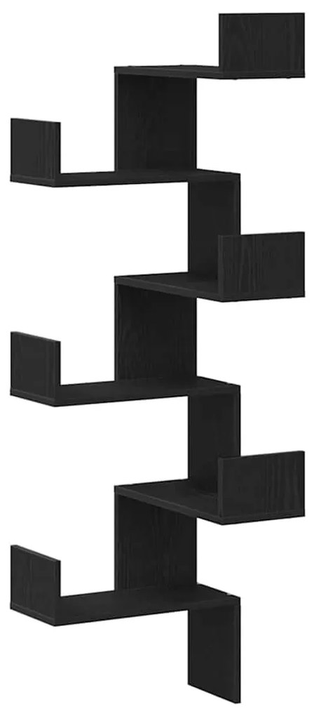 Prateleira de Canto vidaXL Preto Carvalho 45x45x147 cm Madeira Revesti