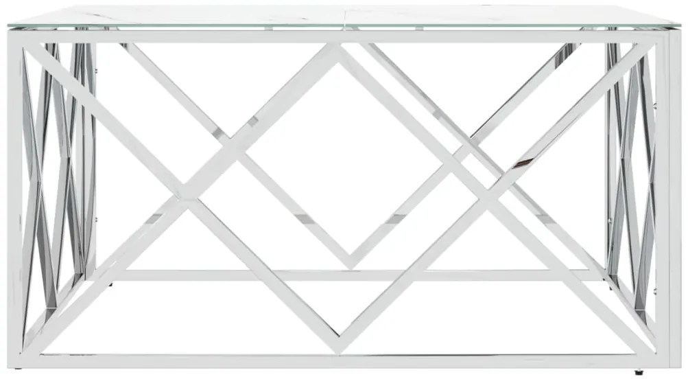 Mesa de centro 80x80x40 cm aço inoxidável e vidro prateado