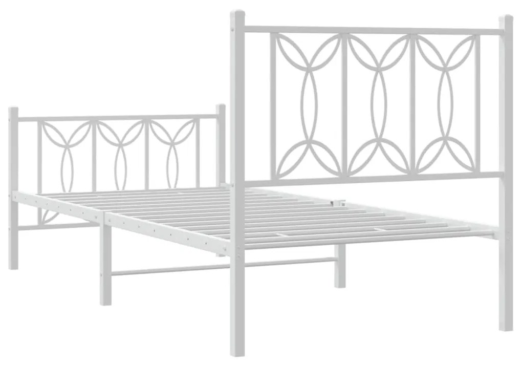 Estrutura de cama com cabeceira e pés 90x190 cm metal branco