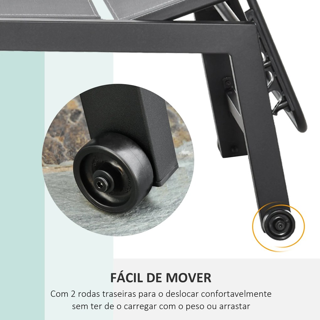 Espreguiçadeira de Jardim Multiposições com Encosto Reclinável 5 Posiç