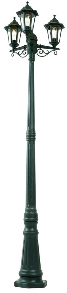 Lanterna de exterior clássica verde-escura 217cm 3-luzes IP44 - New Haven Clássico / Antigo