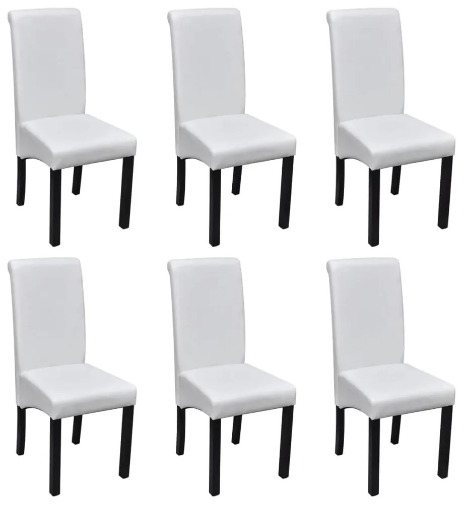 271840 vidaXL Cadeiras de jantar 6 pcs couro artificial branco