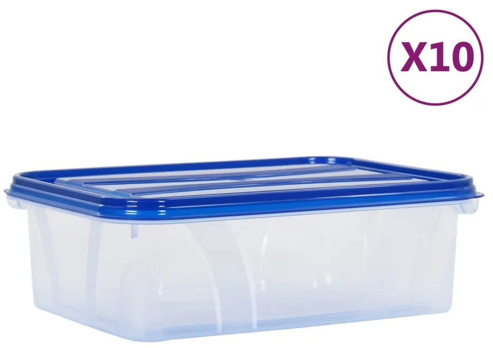 vidaXL Recipientes para alimentos com tampas 10 pcs PP
