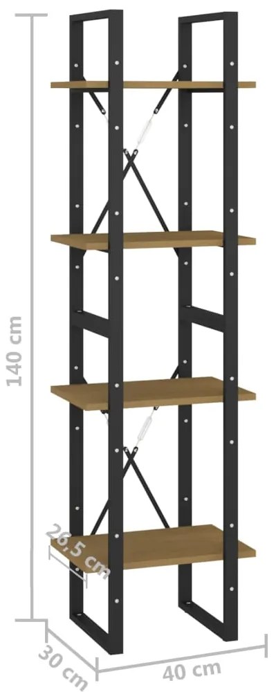 Estante com 4 prateleiras 40x30x140 cm pinho maciço