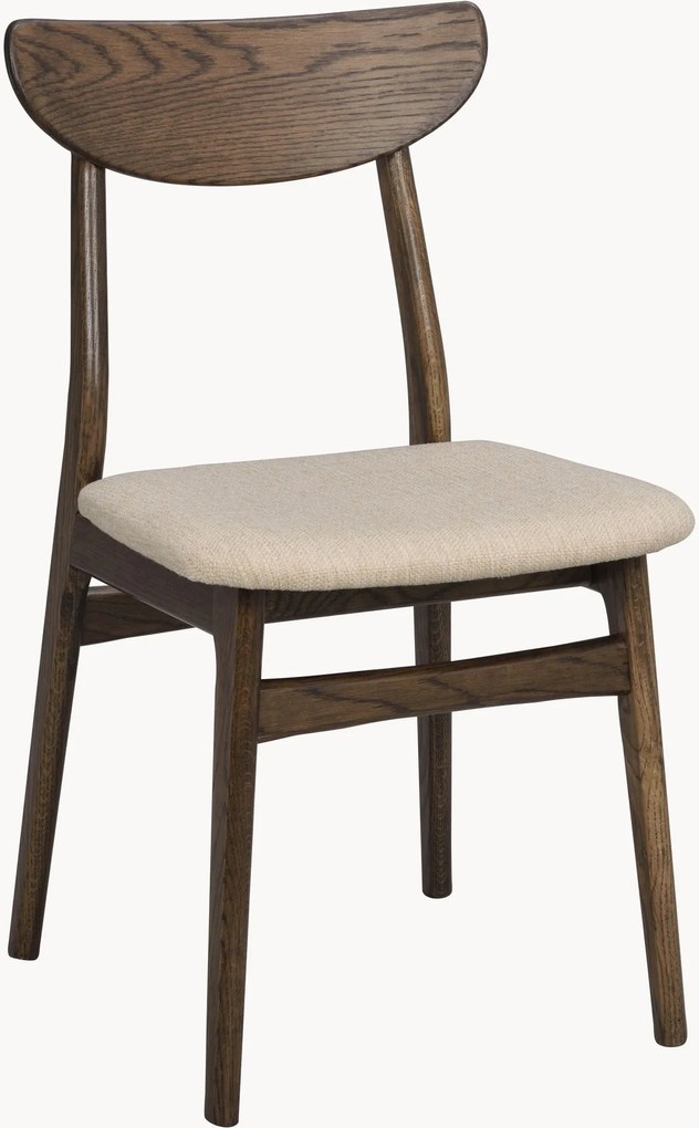 Cadeiras de jantar em madeira de carvalho com assento estofado Rodham, conjunto de 2