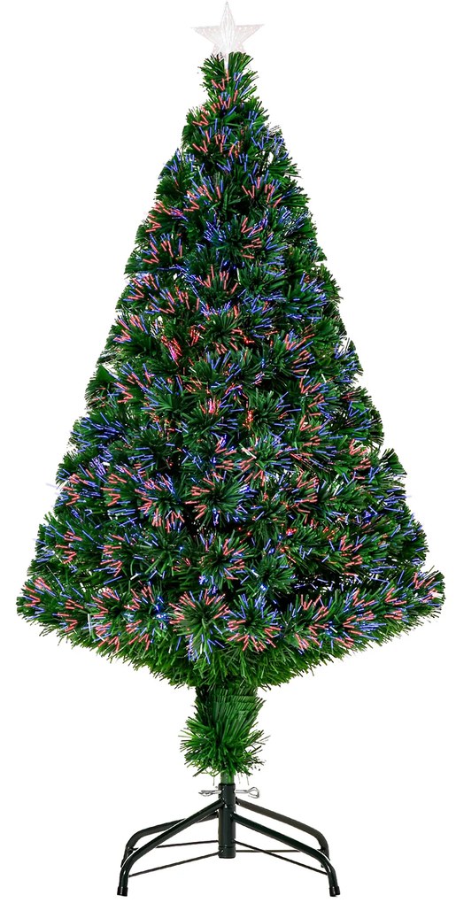 HOMCOM Árvore de Natal Artificial 120 cm com Fibra Óptica e Suporte Metálico Decoração de Natal Ø60x120 cm Verde | Aosom Portugal