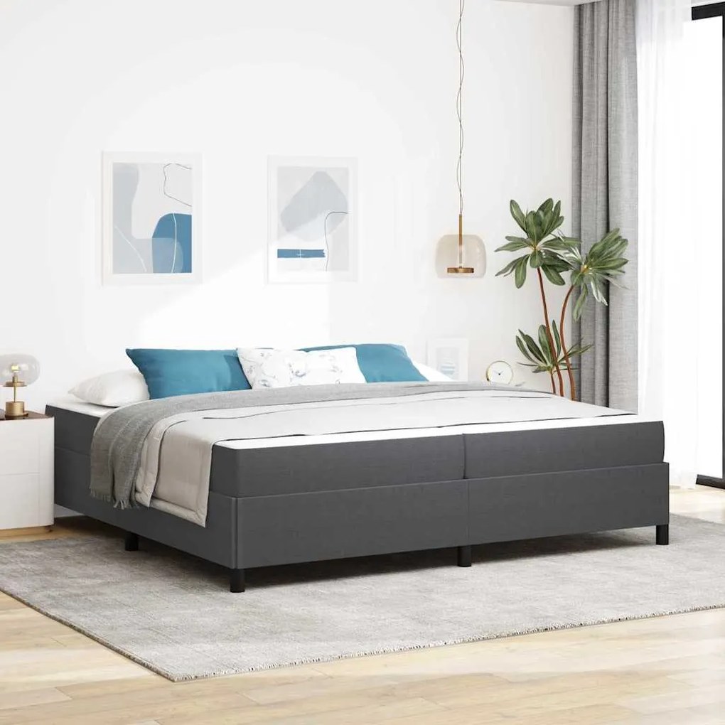 vidaXL Estrutura da Cama com colchão Cinza Escuro 200 x 200 cm tecido