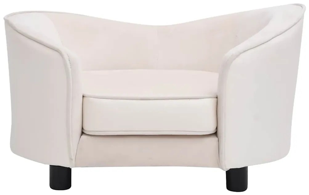 Sofá para cães 69x49x40 cm pelúcia e couro artificial cor creme