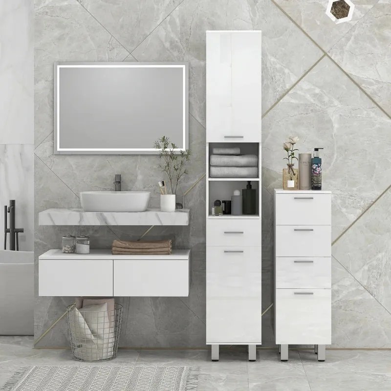 Armário Alto Damise de Casa de Banho de 180cm - Branco - Design Modern