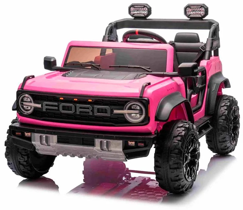 Carro elétrico para crianças 24V 2 lugares Ford Bronco XXL com tração traseira, licenciado Rodas Plástico Rosa