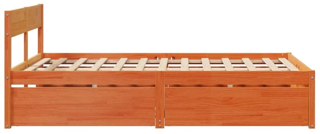 Cama sem colchão 135x190 cm madeira pinho maciça castanho-mel