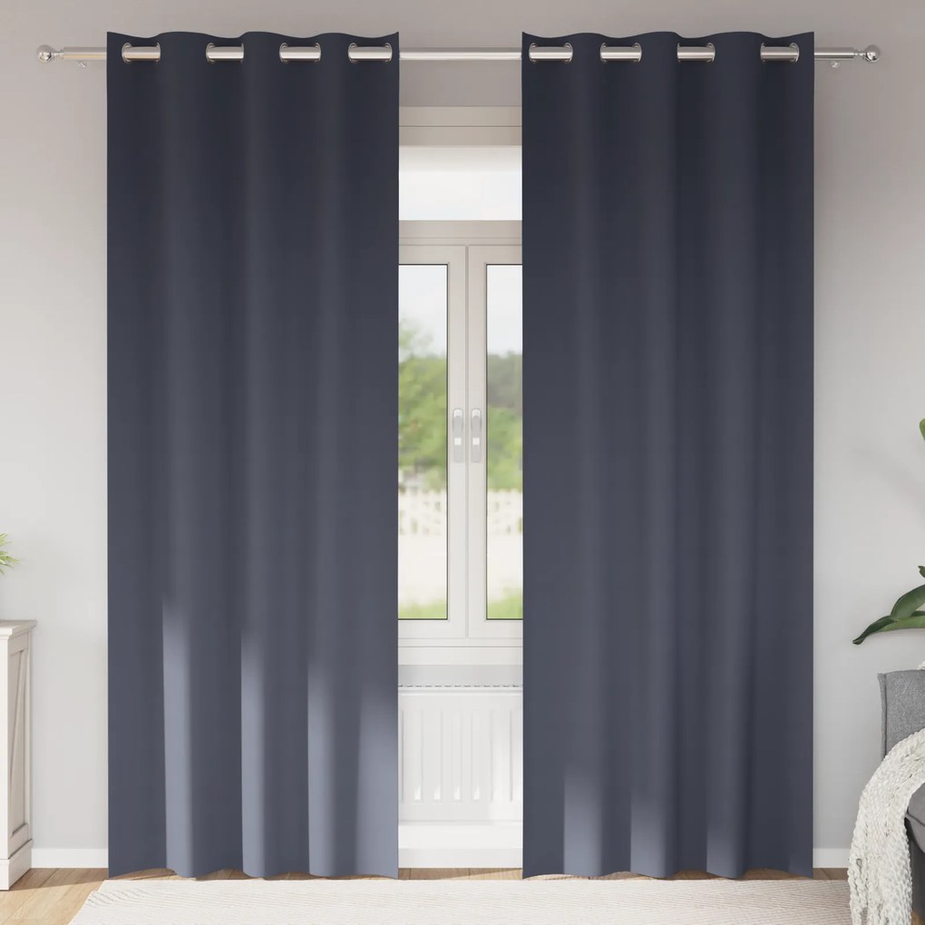 vidaXL Cortinas 2 pcs Cinzento-escuro 225 x 140 cm Poliéster