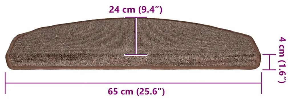 Tapetes de escada 30 pcs 65x24x4 cm castanho café
