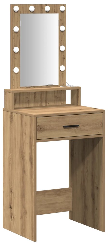 Mesa de Maquiagem vidaXL com Luzes LED Carvalho Artisan 50x41x140 cm