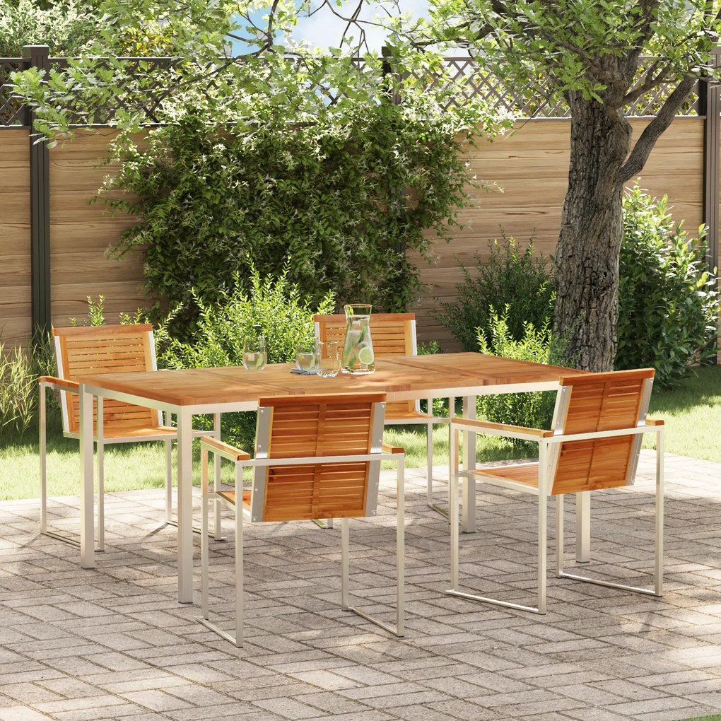 vidaXL Conjunto de Jantar de Jardim de 5 Peças em Madeira de Teca