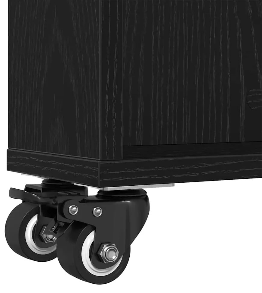 Carrinho de Armazenagem Estreito vidaXL Carvalho Preto 48x13x68 cm Mad