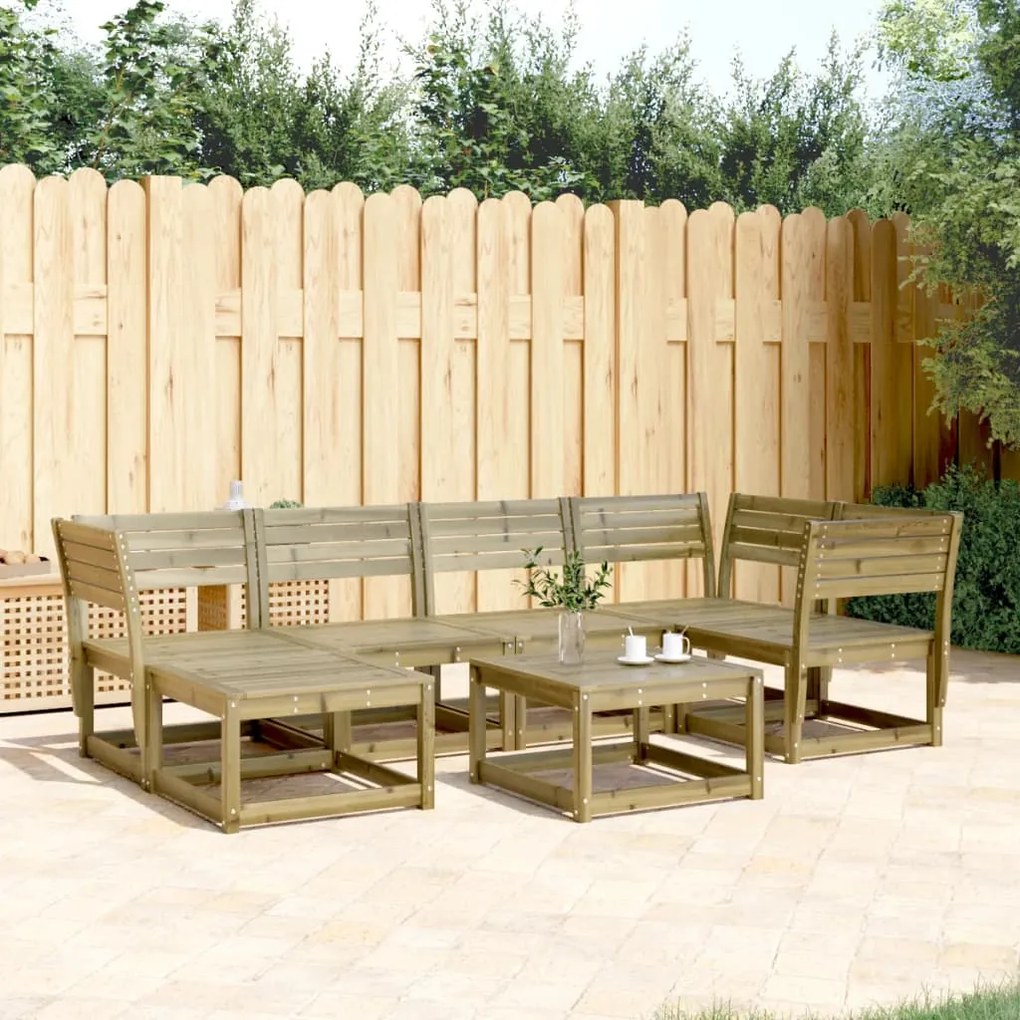 vidaXL 6 pcs conjunto de sofás de jardim madeira de pinho impregnada