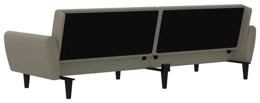 Sofá-cama de 2 lugares veludo cinzento-claro
