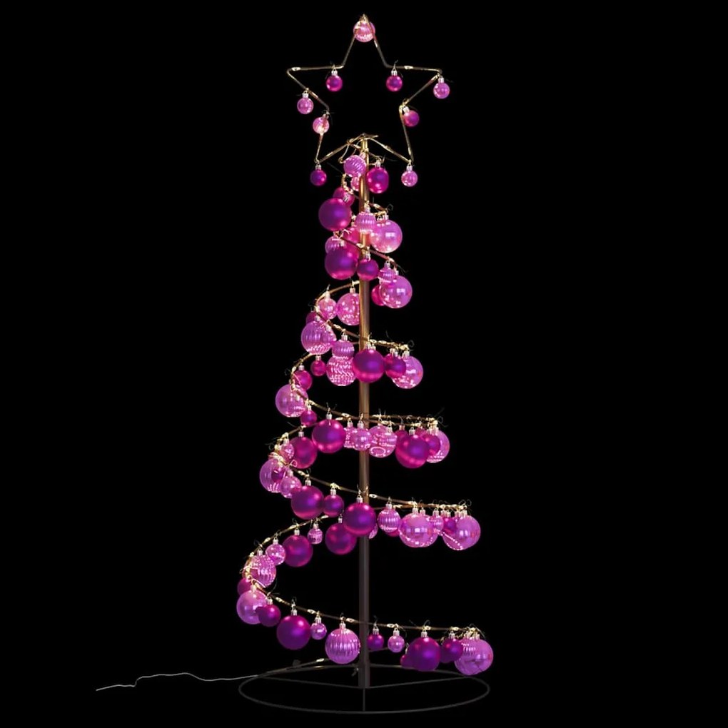 Árvore de Natal LED com Baubles 80 LEDs Branco Quente 120 cm