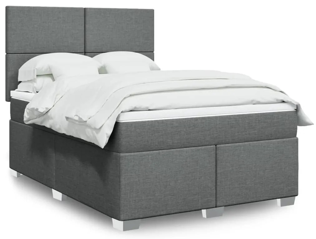 Cama com molas/colchão 140x200 cm tecido cinzento-escuro