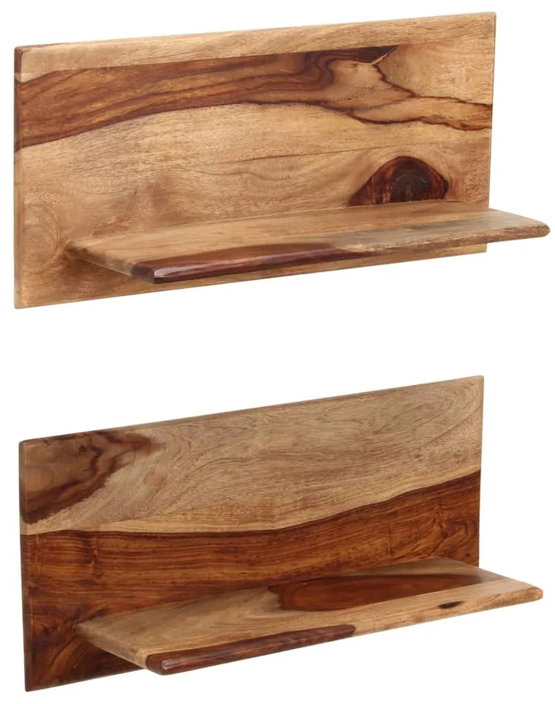 Prateleiras de parede 2 pcs 58x26x20cm madeira acácia maciça