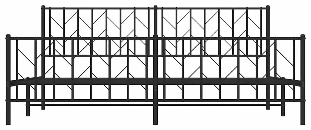 Estrutura de cama com cabeceira e pés 193x203 cm metal preto