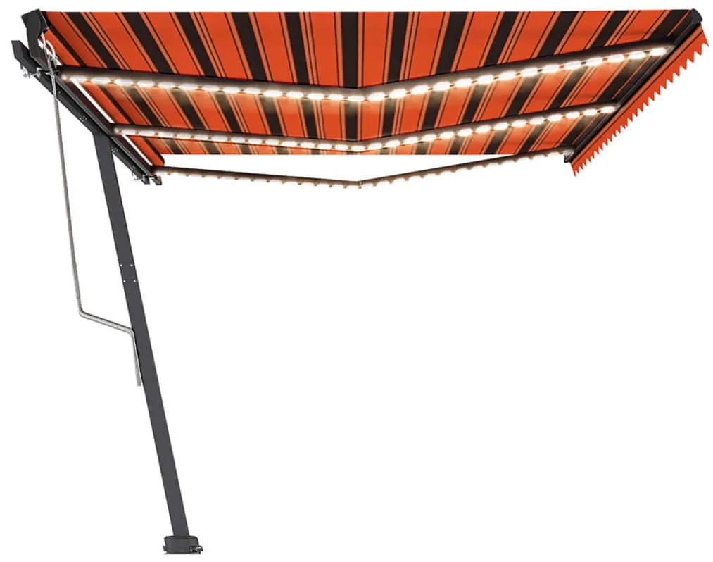Toldo autom. LED e sensor de vento 600x350 cm laranja /castanho