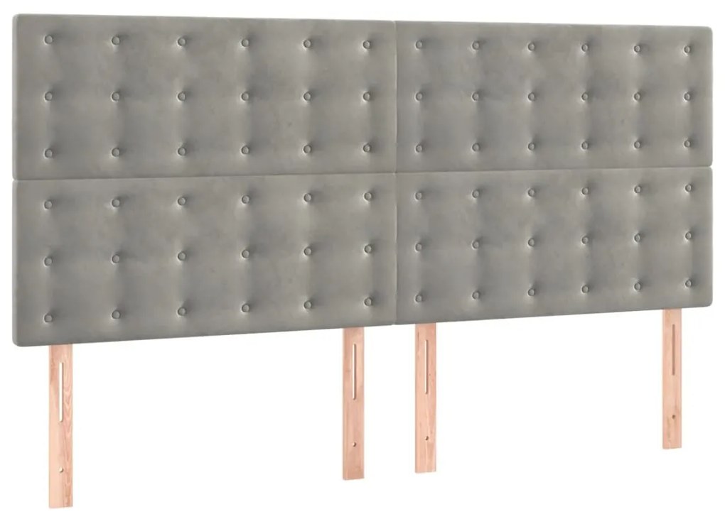 Estrutura de cama sem colchão 140x200 cm veludo cinzento-claro