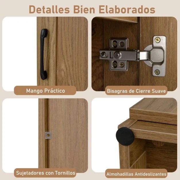 Armário Despensa 38 x 40 x 149 cm com 4 níveis e porta para cozinha e sala de estar Natural